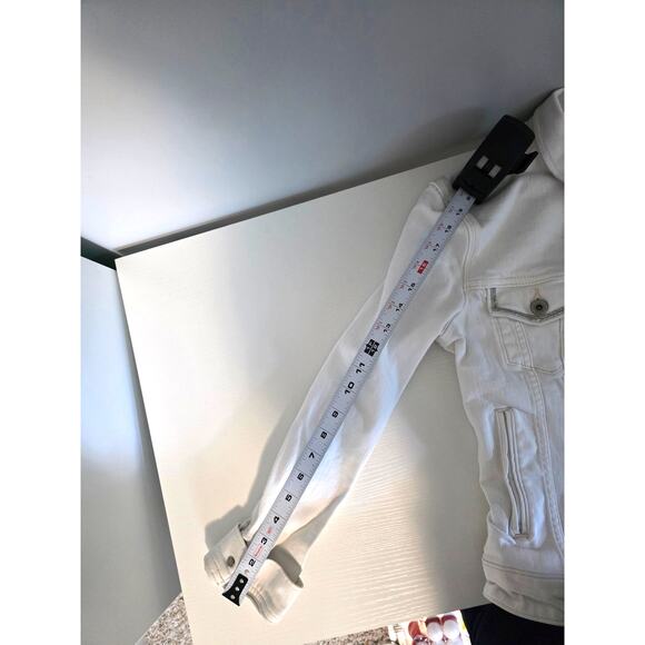 Levis Womens Small Trucker Denim Jacket Cream Western Silver Layering Minimalist - Picture 7 of 9